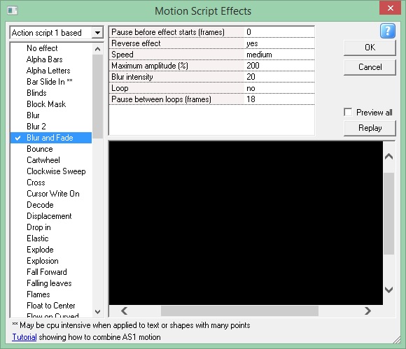 KoolMoves 9.7 : Motion Script Effects