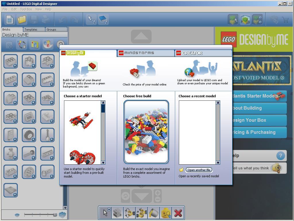 LEGO Digital Designer 3.1 : Startup screen