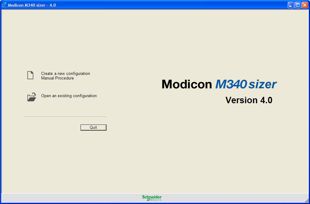 Modicon M340 Sizer 4.0 : Main window
