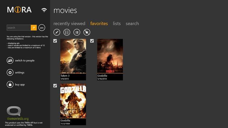 MOIRA for Windows 8 0.0 : manage your favorites