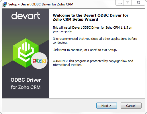 ODBC Driver for Zoho CRM 1.4 : Installation