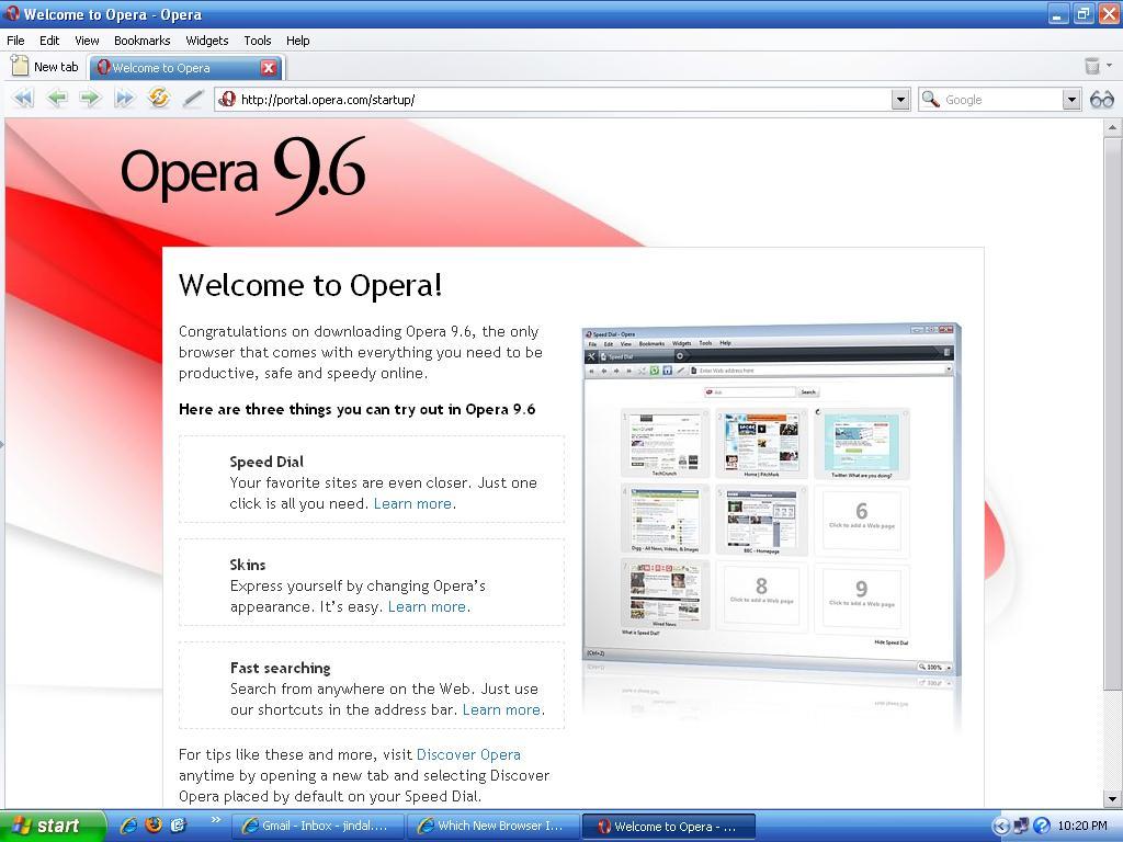 Opera 9.0 : Browsing interface