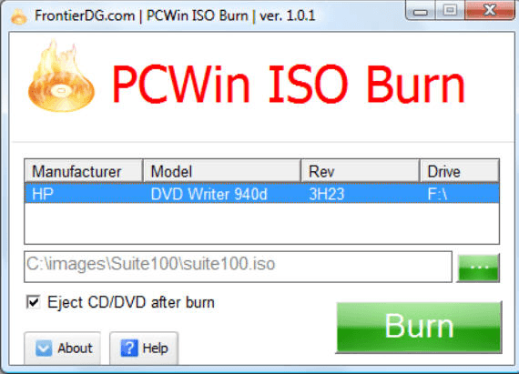 PCWinISOBurn 1.0 : Main window