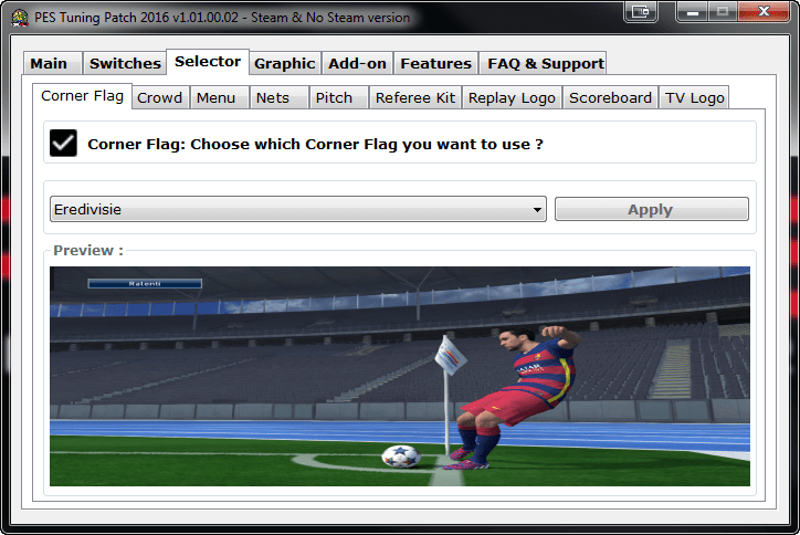 PES Tuning Patch 2016 1.0 : Main window