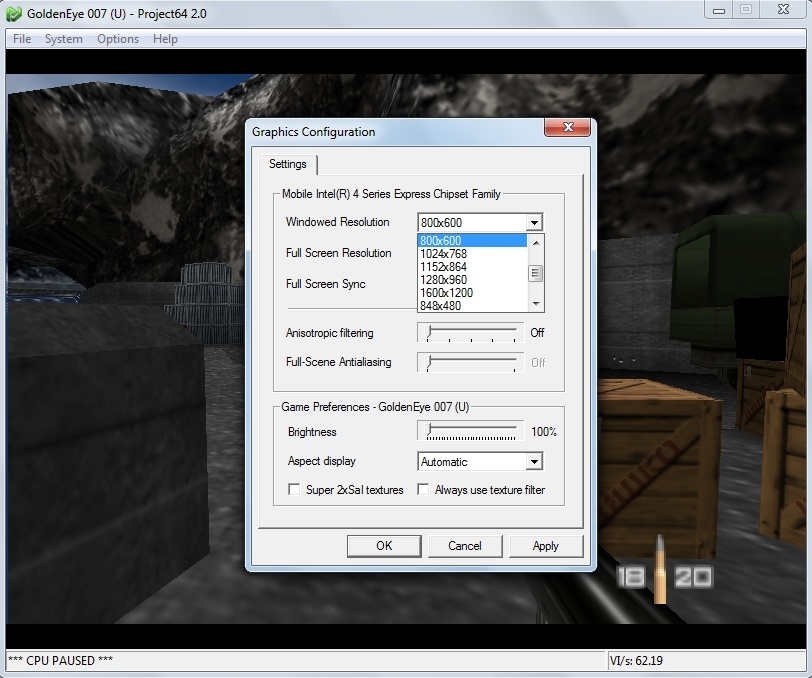 Project64 2.1 : Graphics Settings
