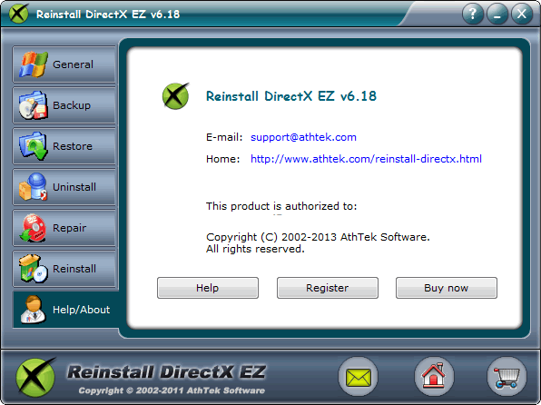 Reinstall DirectX EZ 6.2 : Main Window