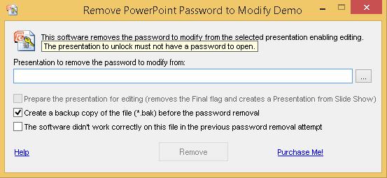 Remove PowerPoint Password to Modify 2.1 : Main window