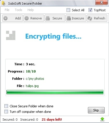 Secure Folder 7.3 : Encrypting