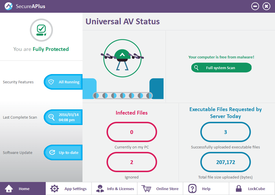 SecureAPlus 4.2 : SecureAPlus Universal AV Status