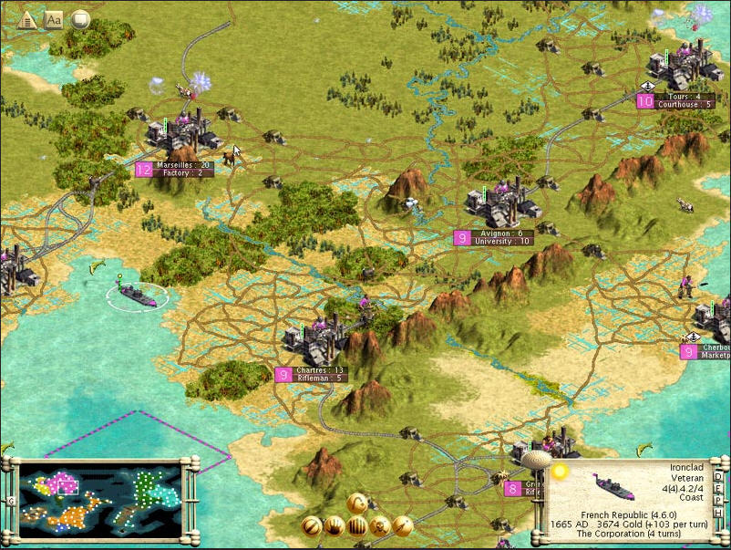 Sid Meier's Civilization III - Play the World 1.2 : Main Window