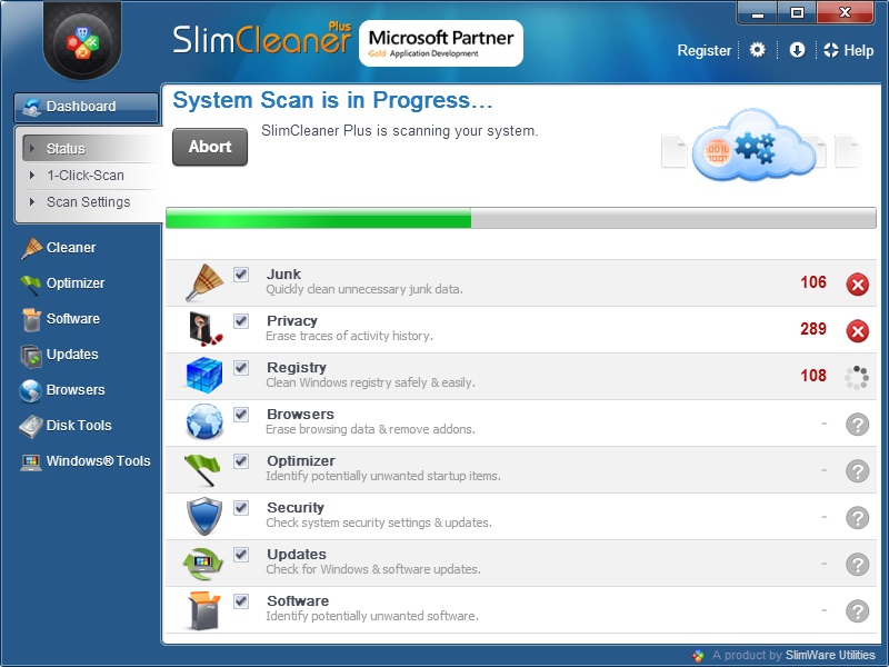 SlimCleaner Plus 2.5 : Scan in Progress