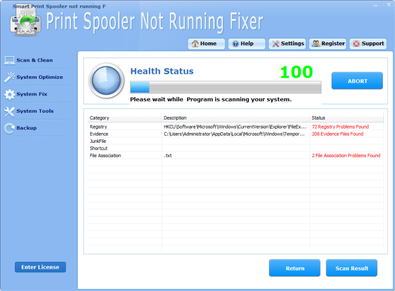 Smart Print Spooler not running Fixer Pro 4.6 : Main Window