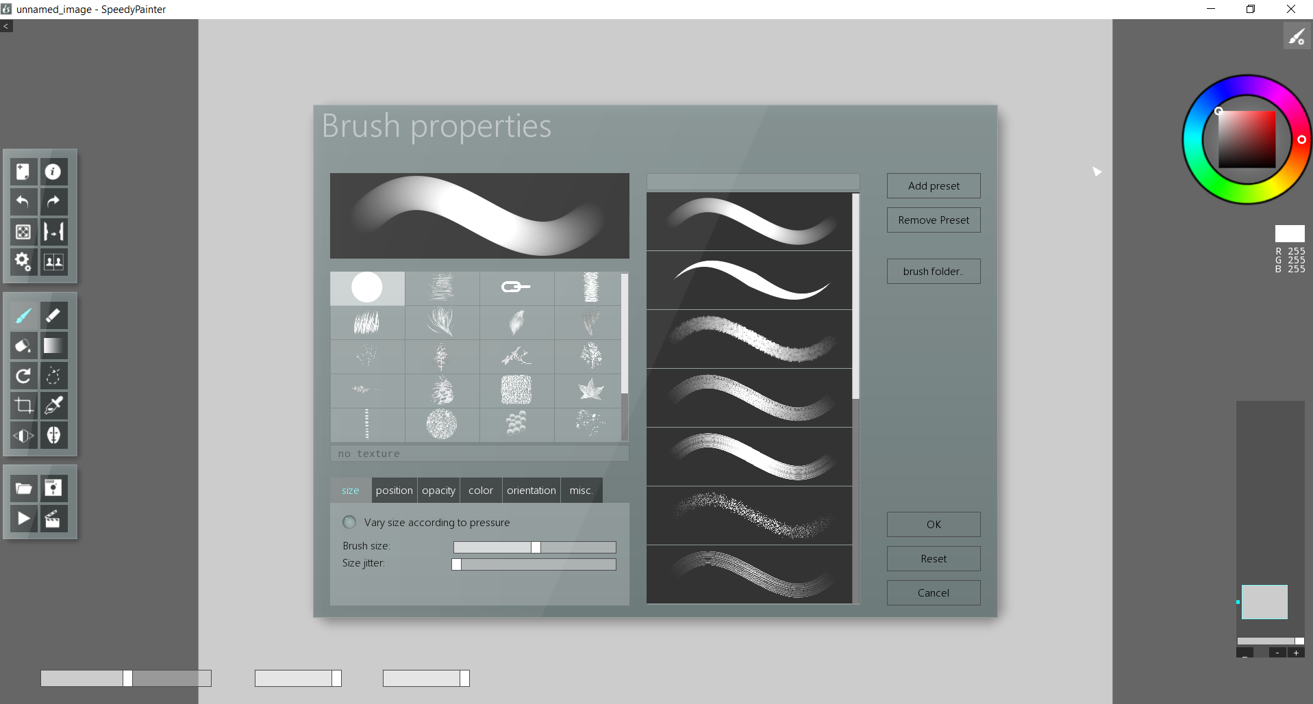 SpeedyPainter 3.6 : Brush window