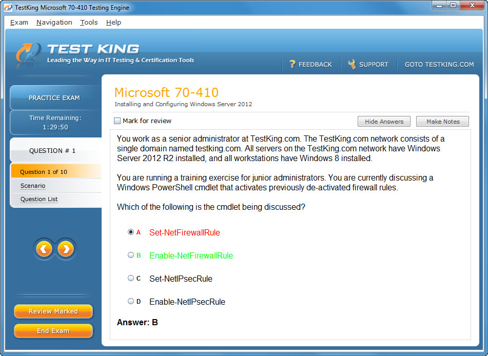 TestKing Q and A for Microsoft 70-410 Demo 40.4 : Exam Window