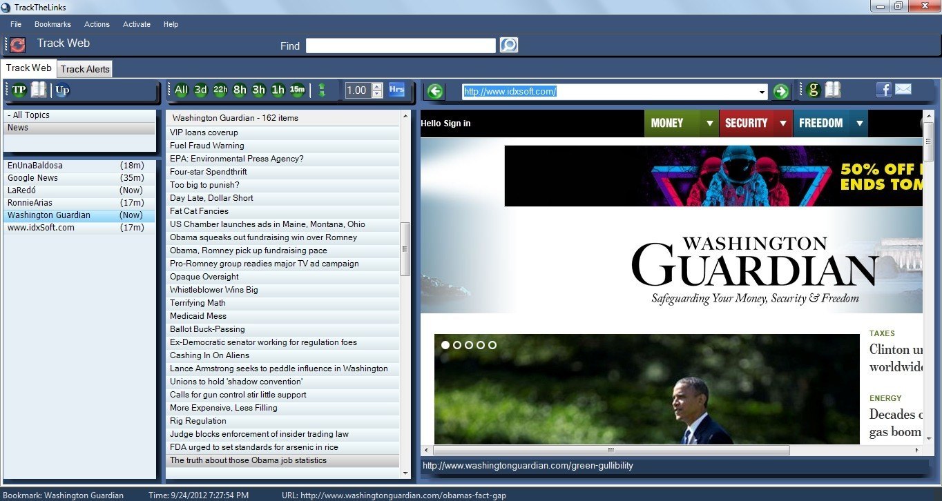 TrackTheLinks Web Browser 2.1 : Main Window