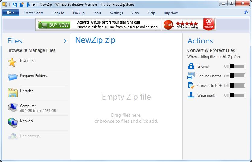 WinZip 21.0 : Main window