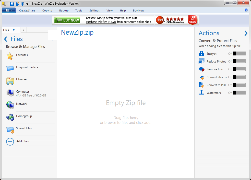 WinZip 23.0 : Main window