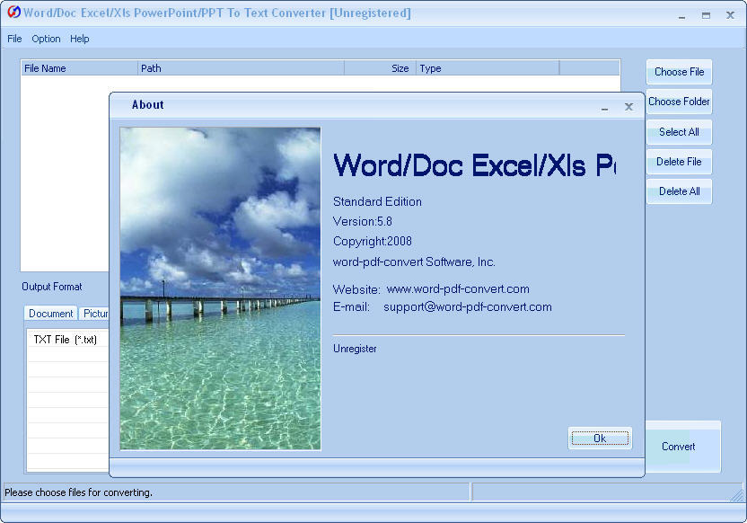 Word/Doc Excel/Xls PowerPoint/PPT To Text Converter 5.8 : Main window