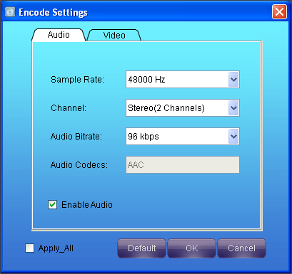 Xlinksoft DVD Ripper 2.0 : Encode Settings