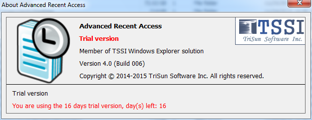 Advanced Recent Access 4.0 : Main window