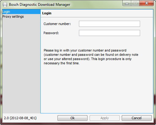 Bosch Diagnostic Download Manager 2.0 : Main window