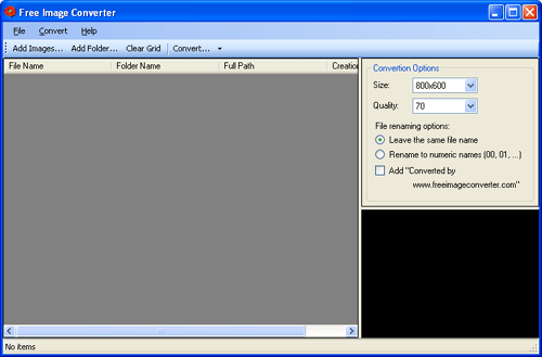 Free Image Converter 0.7 beta : Main Window
