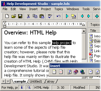 Help Development Studio 1.9 : Main Window