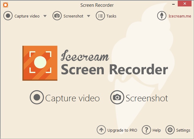 Icecream Screen Recorder 3.1 : Main Menu