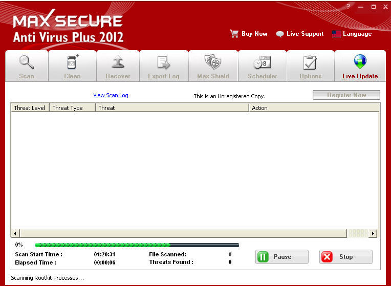 Max Secure Anti Virus Plus 19.0 : Main window