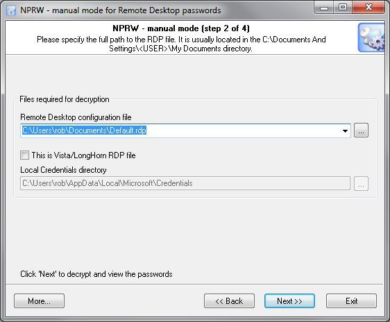 Network Password Recovery Wizard 5.7 : Manual mode
