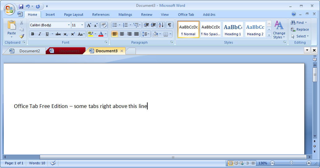 Office Tab Free Edition 9.5 : The Tabs in MS Word