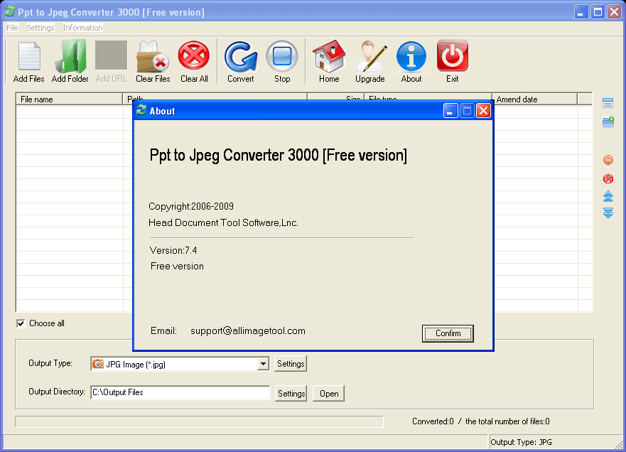 Ppt to Jpeg Converter 3000 7.4 : Main window.