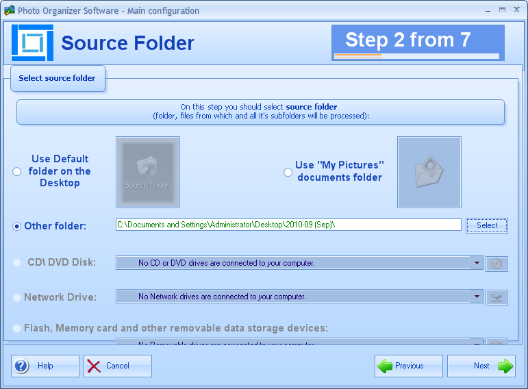 Photo Organizer Software 4.9 : Source Folder