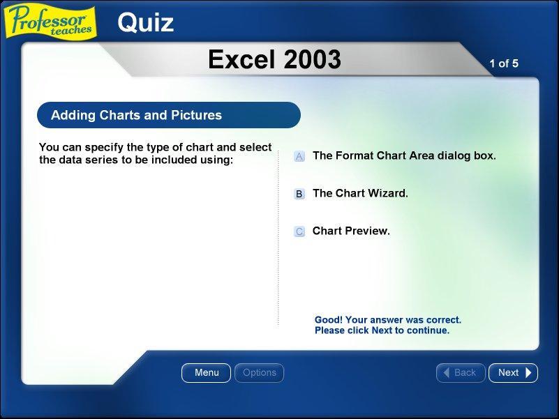 Professor Teaches Excel 2003 1.0 : Quiz