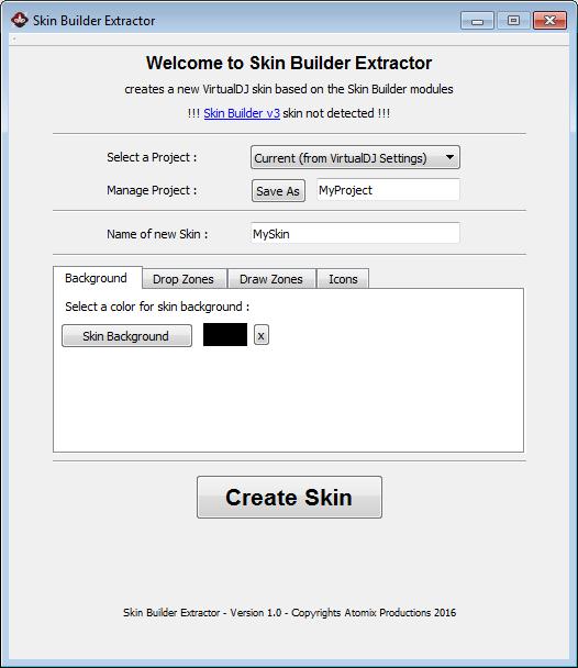 Skin Builder Extractor 1.0 : Main window