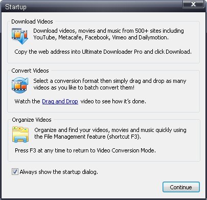 Ultimate Downloader Pro 1.2 : Starup Window