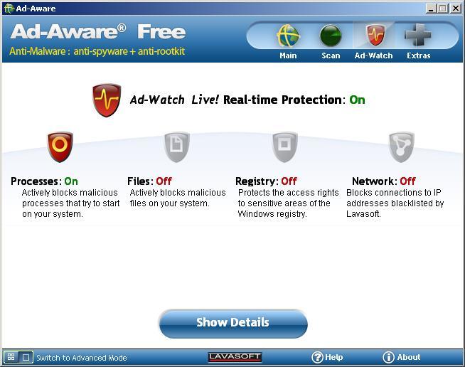 Ad-aware 8.2 : Live scan