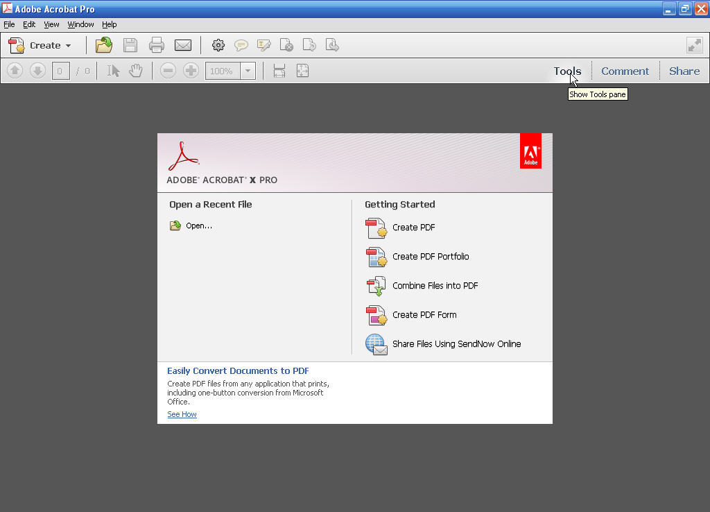 Adobe Acrobat 10.1 : The Welcome Screen