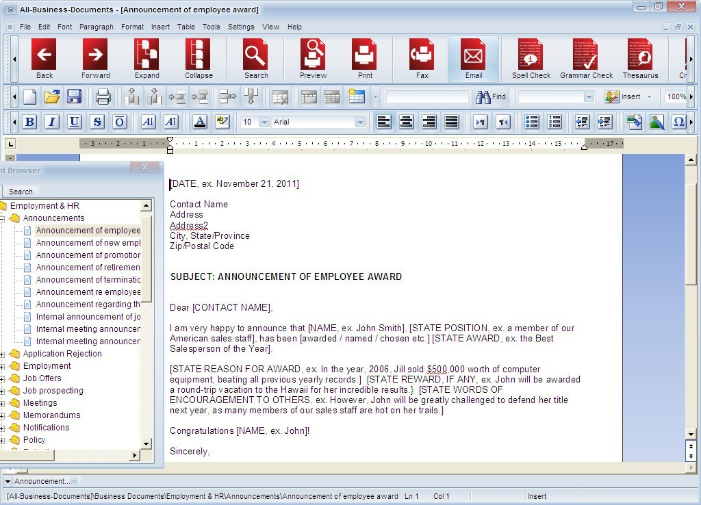 All-Business-Documents 5.1 : Document Sample Window