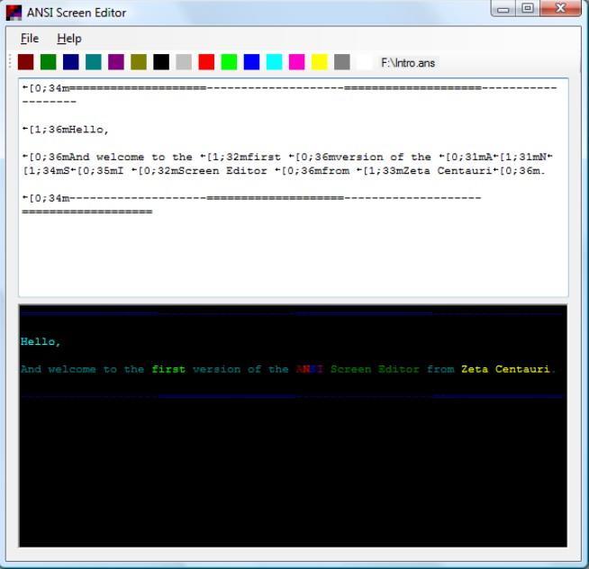ANSI Screen Editor 1.0 : Main window