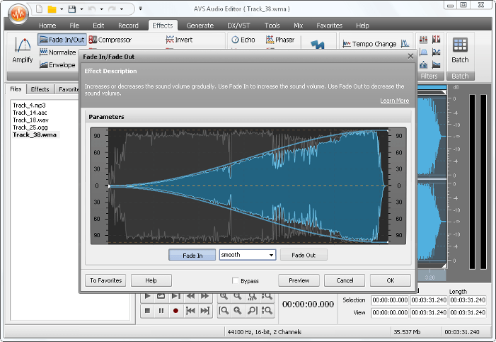 AVS Audio Editor 8.0 : Applying effects