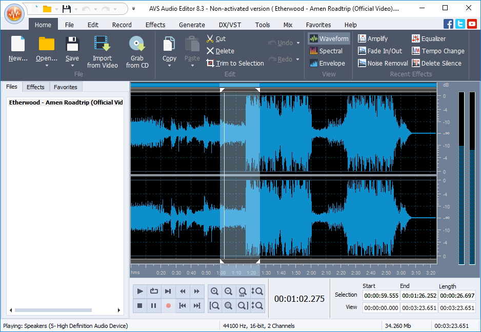 AVS Audio Editor 8.3 : Main Window