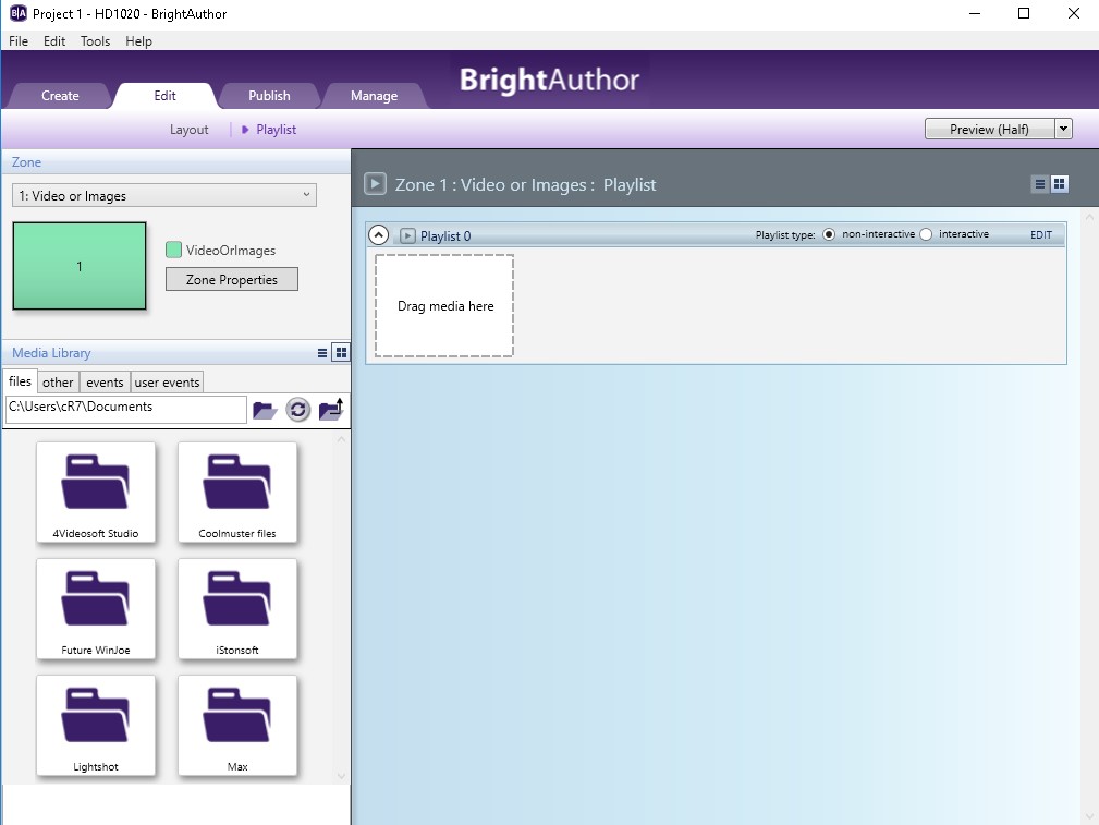 BrightAuthor 4.6 : Main window