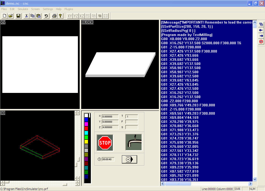 CNC-SIMULATOR 4.5 : Main Screen