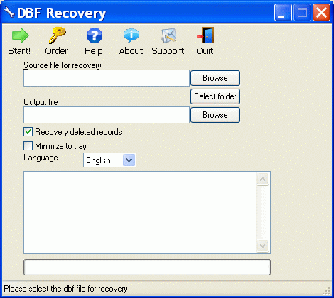 DBF Recovery 2.0 : Main Window