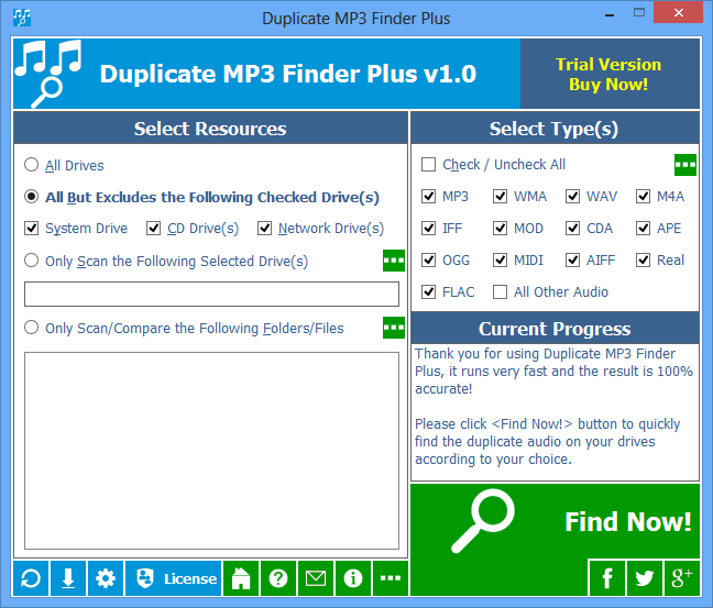 Duplicate MP3 Finder Plus 1.0 : Main window