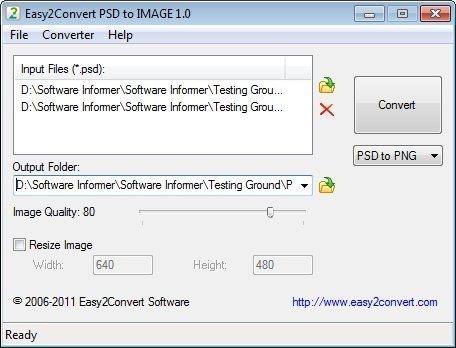 Easy2Convert PSD to IMAGE 1.0 : Main Menu