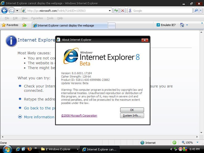 Internet Explorer : About