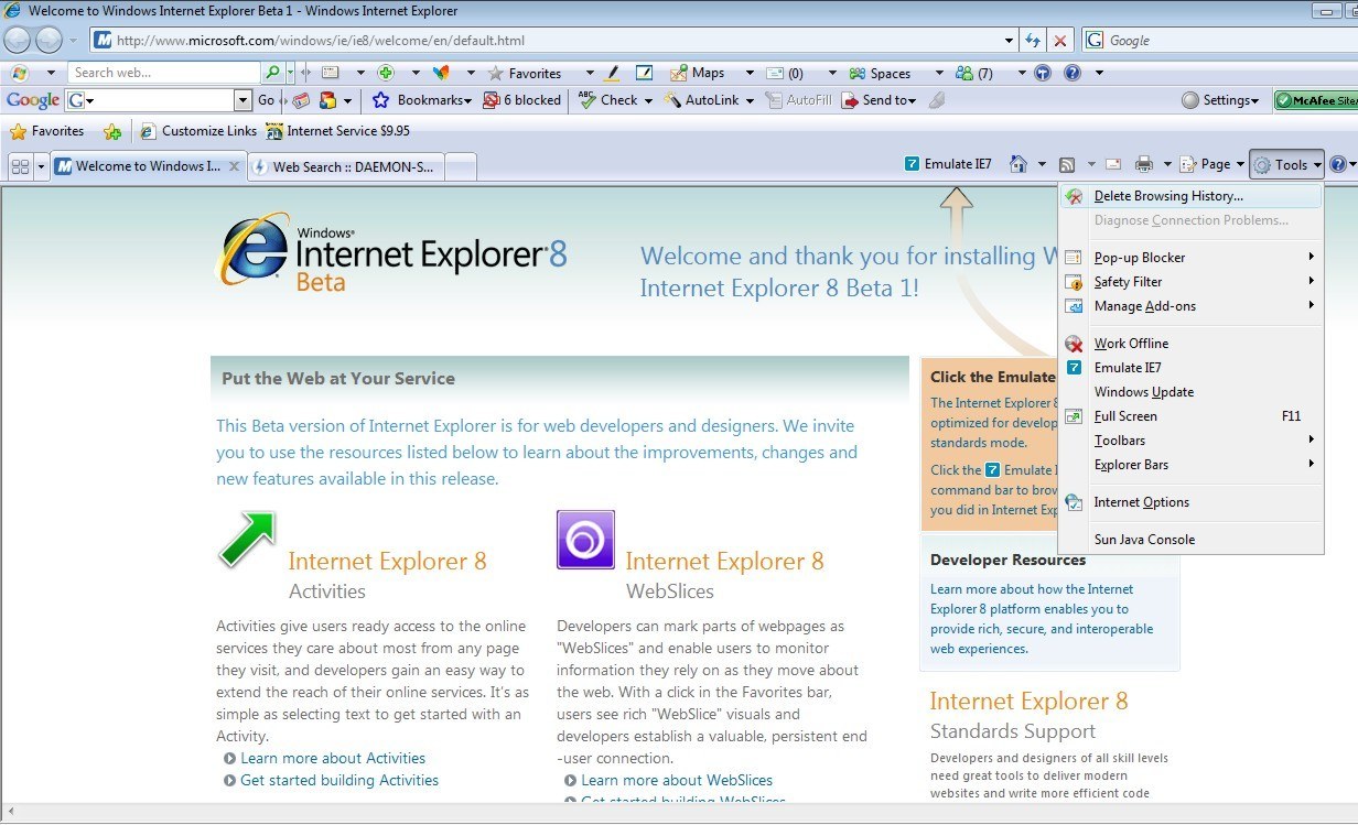 Internet Explorer : tools