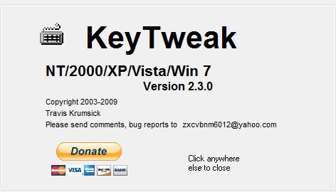 KeyTweak 2.3 : About Window